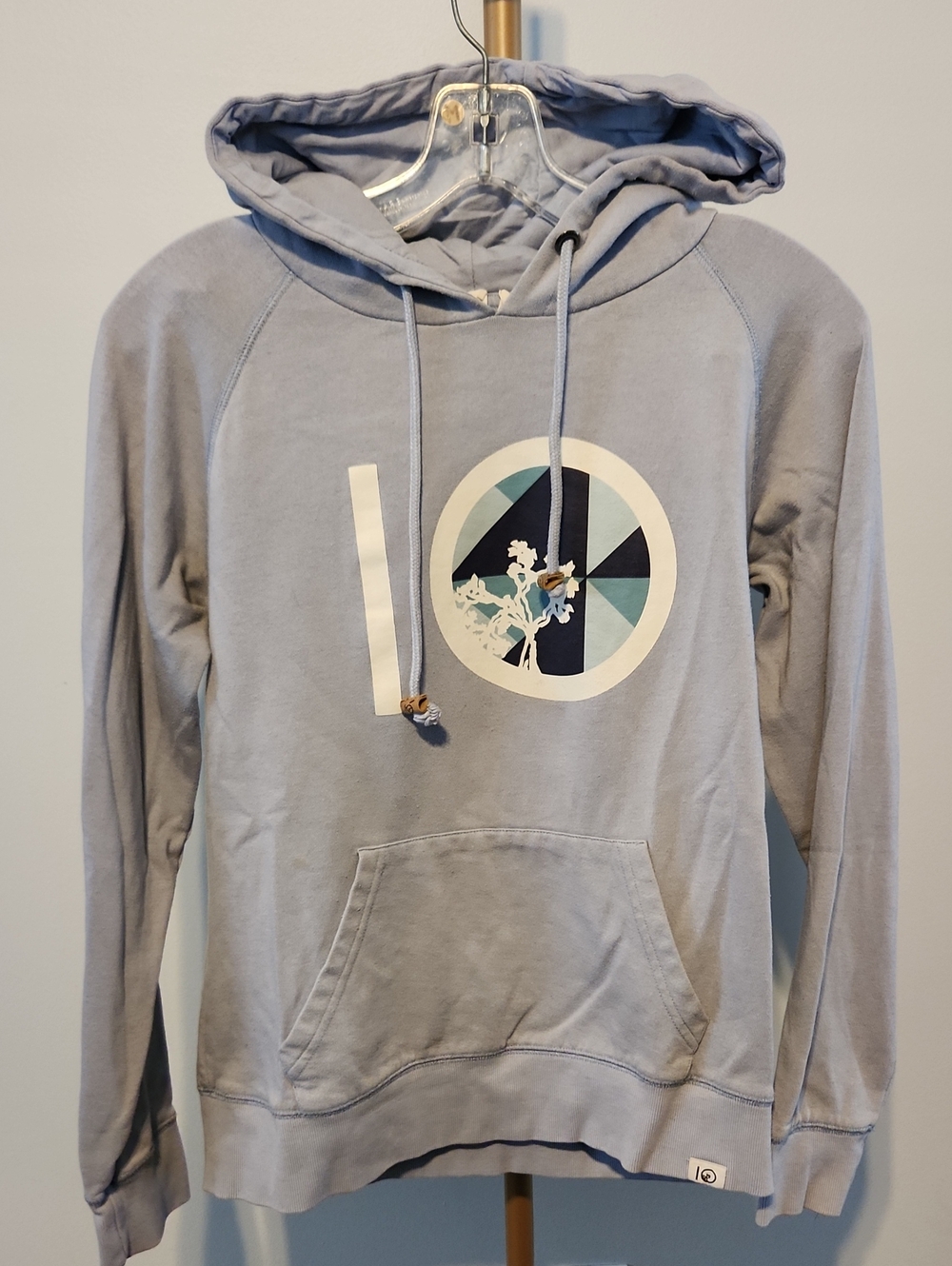 Light Gray Graphic Hooded Sweatshirt with Circular Floral Logo - Picture 3 of 7